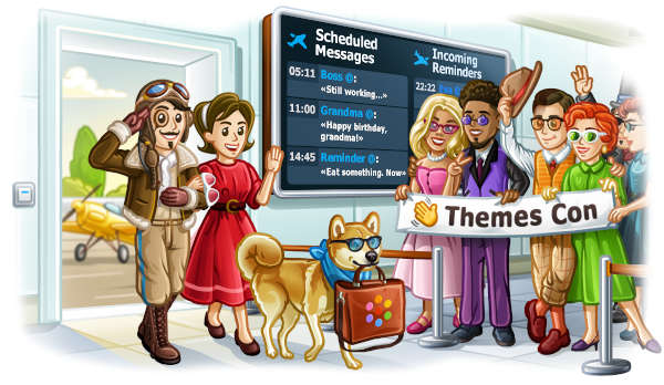 Telegram 官方定时消息与提醒插画,说明 Telegram 原生能力,非 Lookworld 功能